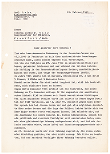 Brief an den Militärgouverneur der Besatzungszone, auf Schreibmaschine getippt 4 Seiten Din A 4, links oben Abdruck von Klammer, Durchschlagspapier, sehr dünn
